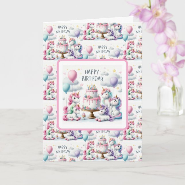 Tarjeta Happy Birthday Unicorn Themed (Orquídea)