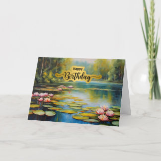Tarjeta Happy Birthday Water Lily Pond, Forest, Nature