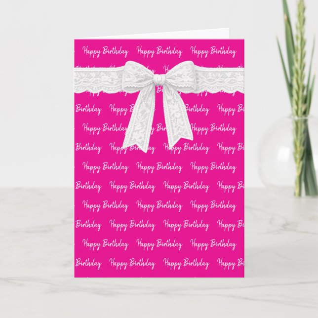 Tarjeta Happy Birthday With White Bow (Anverso)