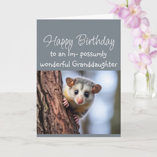 Tarjeta Happy Birthday Wonderful  Granddaughter Opposum  (Orquídea)