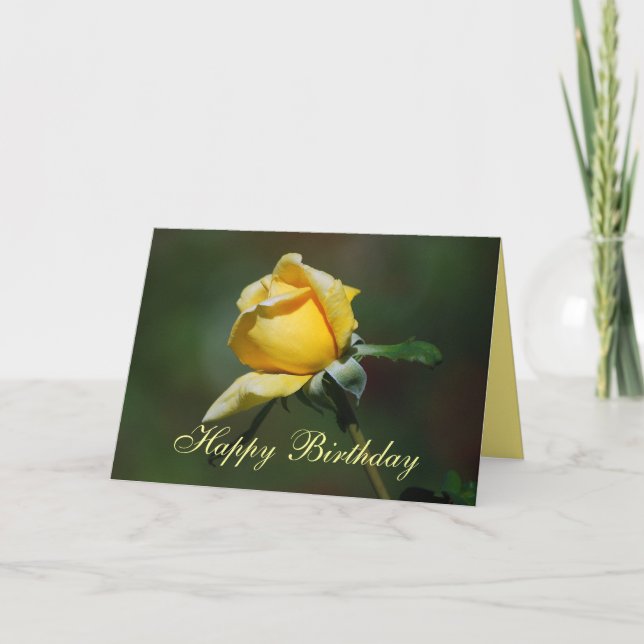 Tarjeta Happy Birthday Yellow Rose Bud Card (Anverso)