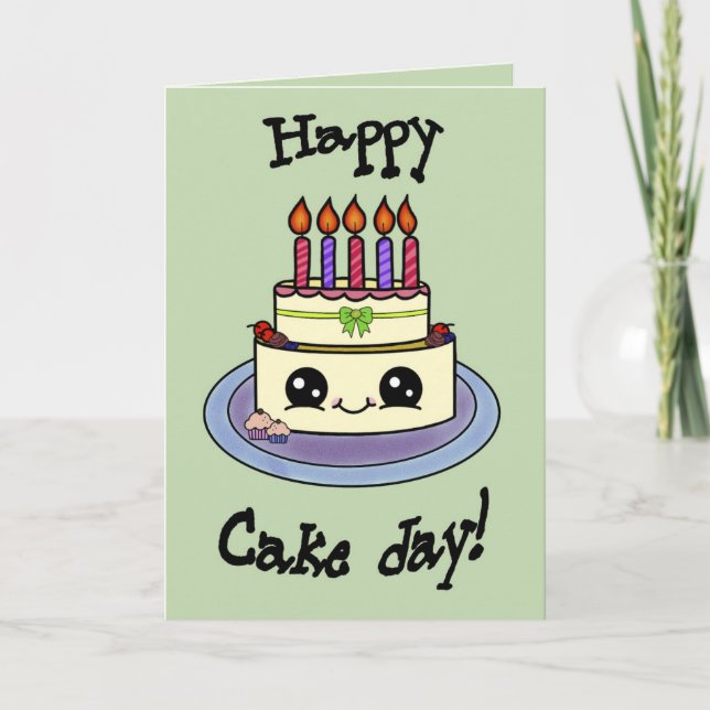 Tarjeta Happy cake day! Verjaardags (Anverso)