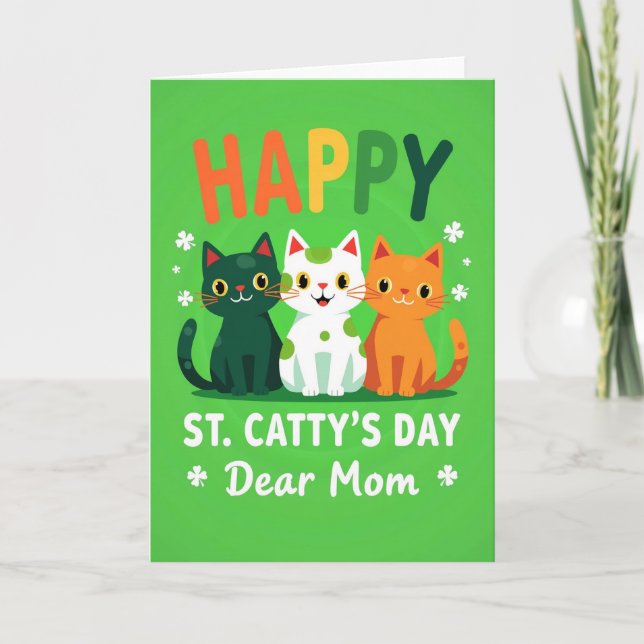 Tarjeta Happy Cat St Pattys Day Mom Card (Anverso)