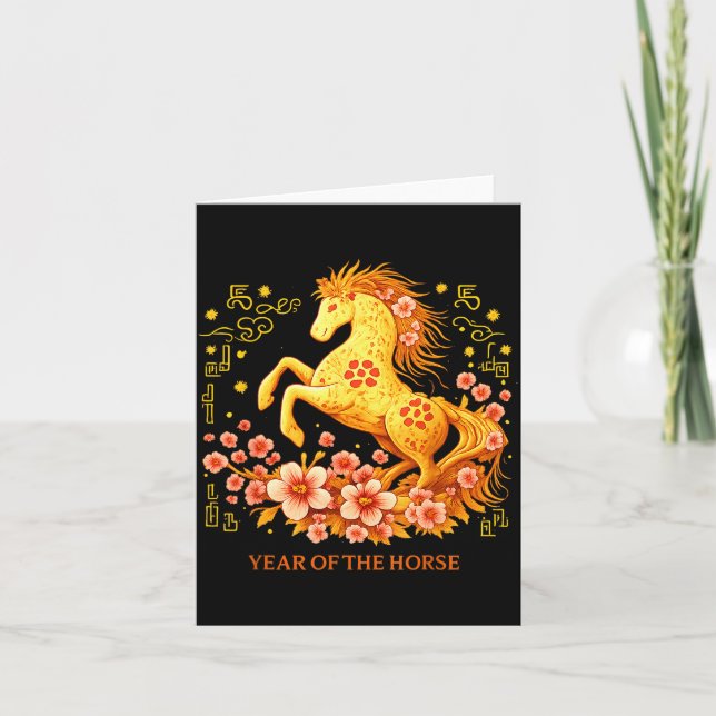 Tarjeta Happy Chinese Lunar New Year 2026 Year Of The Hors (Anverso)