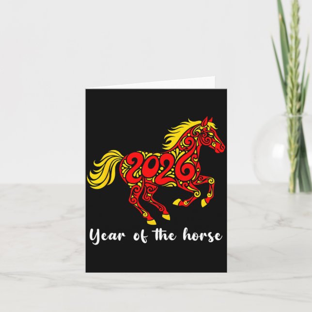 Tarjeta Happy Chinese New Year 2026 Year Of The Horse Horo (Anverso)