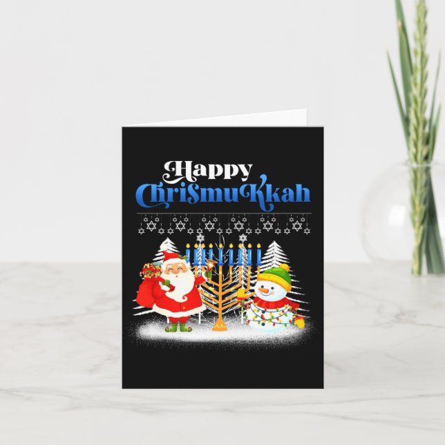 Tarjeta Happy Chrismukkah Jewish Christmas Hanukkah  (Anverso)