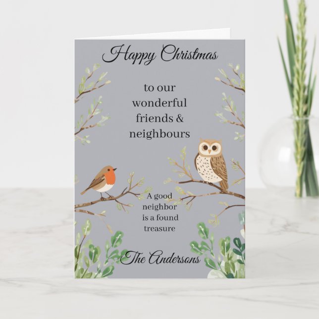Tarjeta Happy Christmas Card Neighbors and Friends (Anverso)
