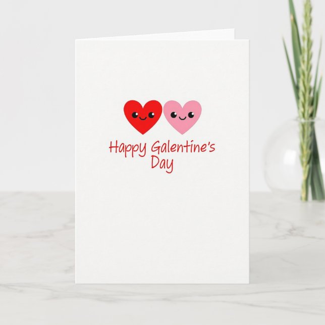 Tarjeta Happy Cute Hearts Galentines Day Card (Anverso)