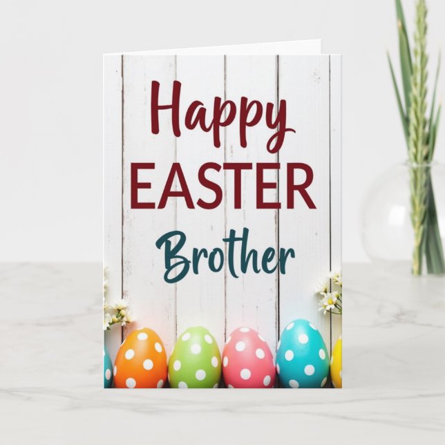 Tarjeta Happy Easter Brother Polka Dot Card (Anverso)