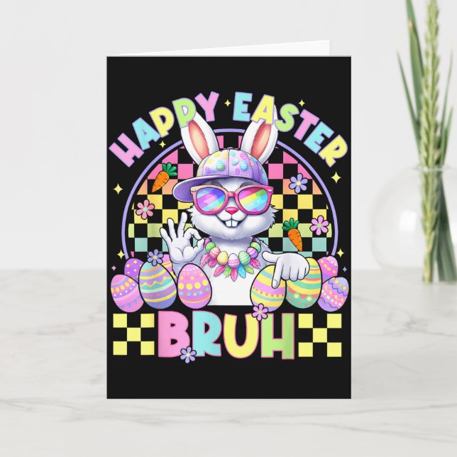 Tarjeta Happy Easter Bruh Funny Six Seven Meme Bunny Boy G (Anverso)