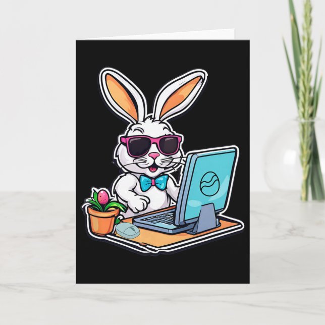 Tarjeta Happy Easter Bunny Computer Video Game Lovers 1  (Anverso)