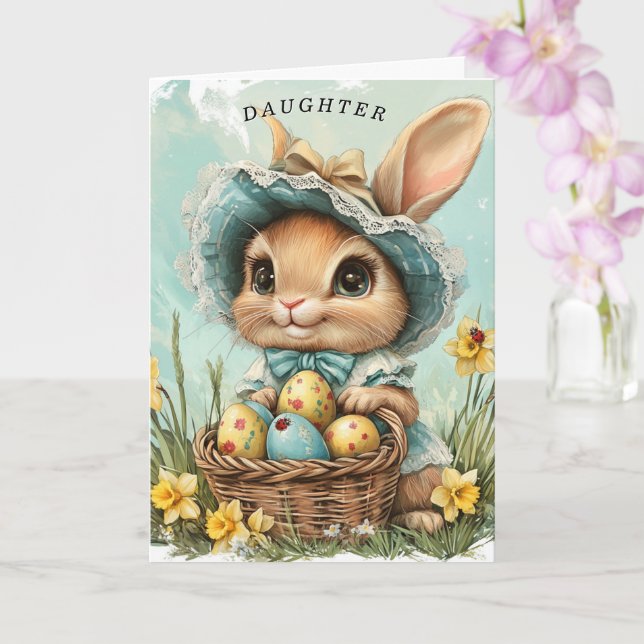 Tarjeta Happy Easter Bunny Daughter Daffodils Ladybug (Orquídea)