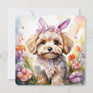 Tarjeta Happy Easter Card Cute Maltipoo Watercolor Dog