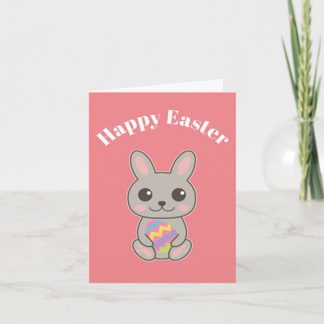 Tarjeta Happy Easter Cute Bunny Card (Anverso)