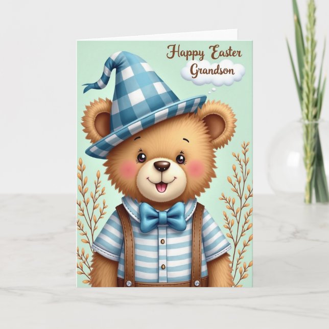 Tarjeta Happy Easter Grandson Bear Card (Anverso)