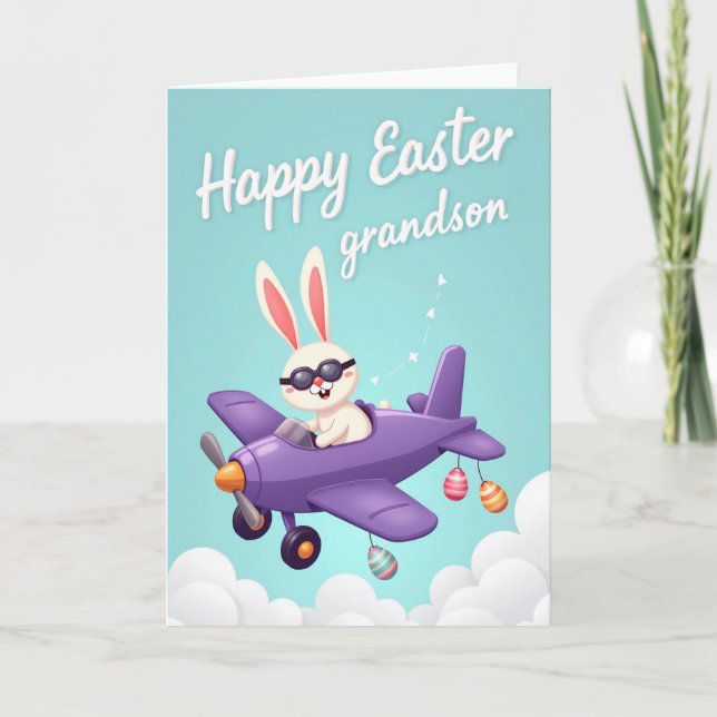 Tarjeta Happy Easter Grandson Plane Card (Anverso)