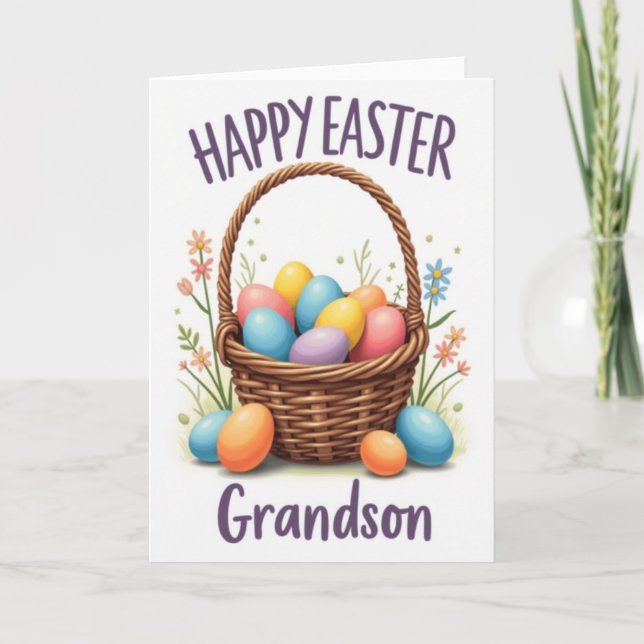Tarjeta Happy Easter Grandson Spring Card (Anverso)