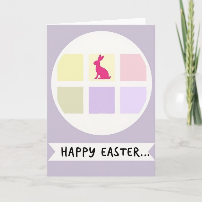 Tarjeta Happy Easter Hare Pastel Art Card (Anverso)