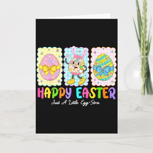 Tarjeta Happy Easter Just A Little Egg-stra Funny Eggs Kid (Anverso)