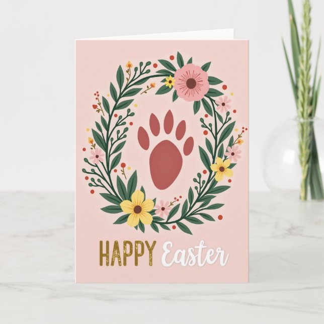Tarjeta Happy Easter Paw Print Card (Anverso)