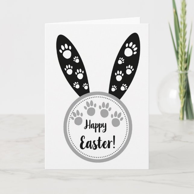 Tarjeta Happy Easter Paw Prints Card (Anverso)