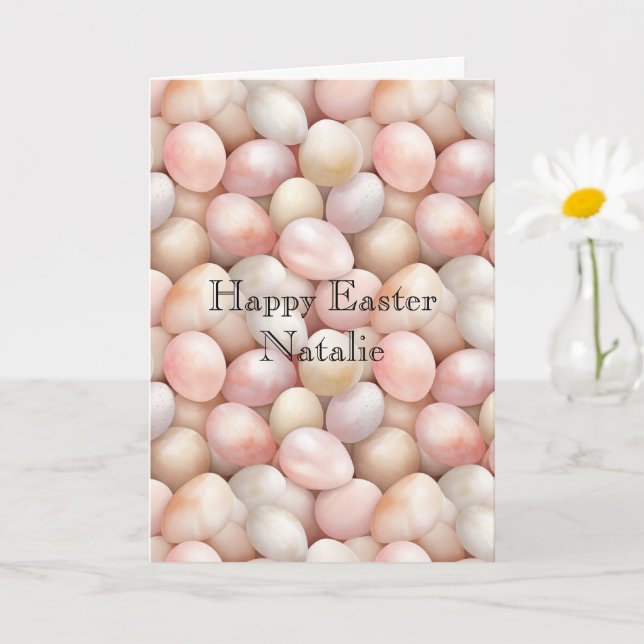Tarjeta Happy Easter Peach Pink Eggs   (Planta pequeña)