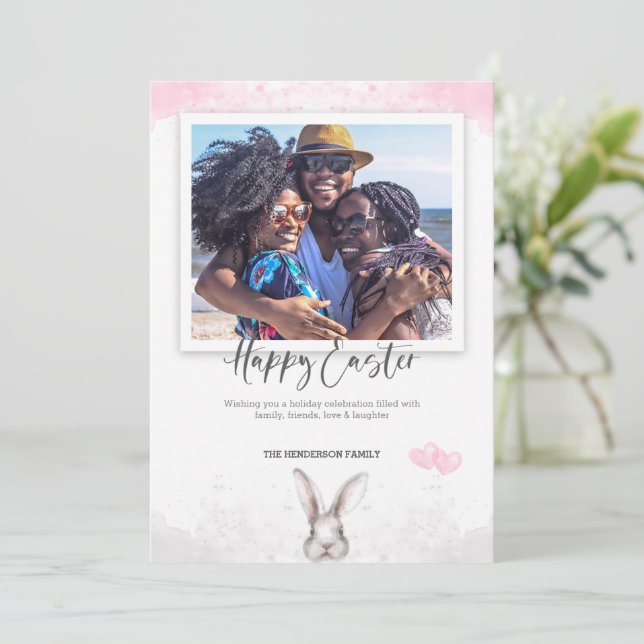 Tarjeta Happy Easter Picture Watercolor (Anverso de pie)