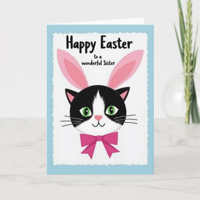 Tarjeta Happy Easter Sister Cat Card (Anverso)