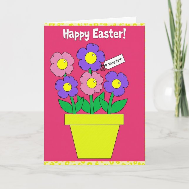 Tarjeta Happy Easter Teacher Flower Card (Anverso)