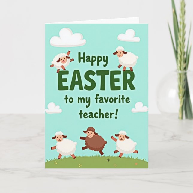 Tarjeta Happy Easter Teacher Spring Card (Anverso)