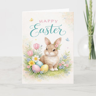 Tarjeta Happy Easter - with young rabbit