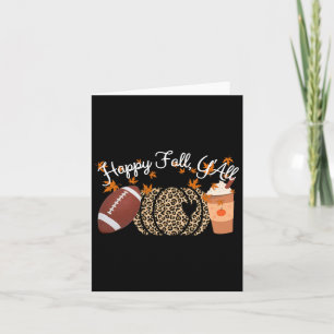 Tarjeta Happy Fall Y'all Leopard Print Pumpkins Football A