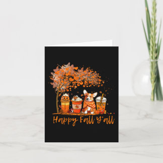 Tarjeta Happy Fall Y'all Otoño Corgi Halloween Pumpkin Sp