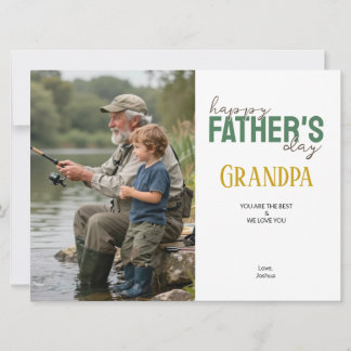 Tarjeta Happy Father’s Day Grandpa Green Modern Photo