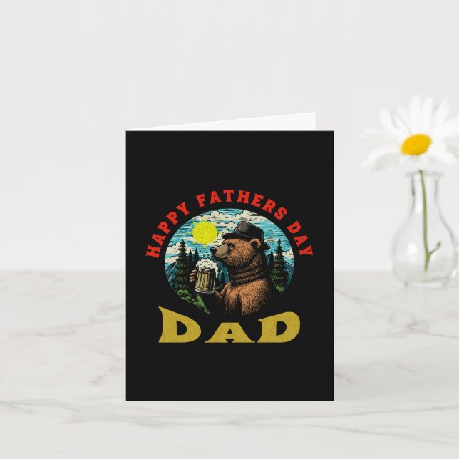 Tarjeta Happy Father's Day Dad Beer Mug Outdoorsman Bear  (Planta pequeña)