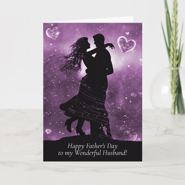 Tarjeta Happy Fathers Day Husband Romantic Couple  (Anverso)