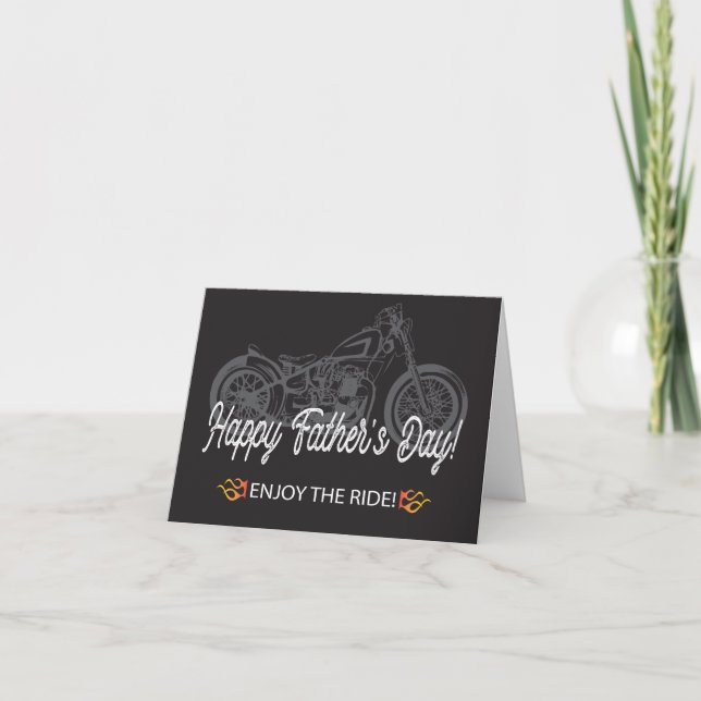 Tarjeta Happy Father's Day with Motorcycle Enjoy the Ride (Anverso)