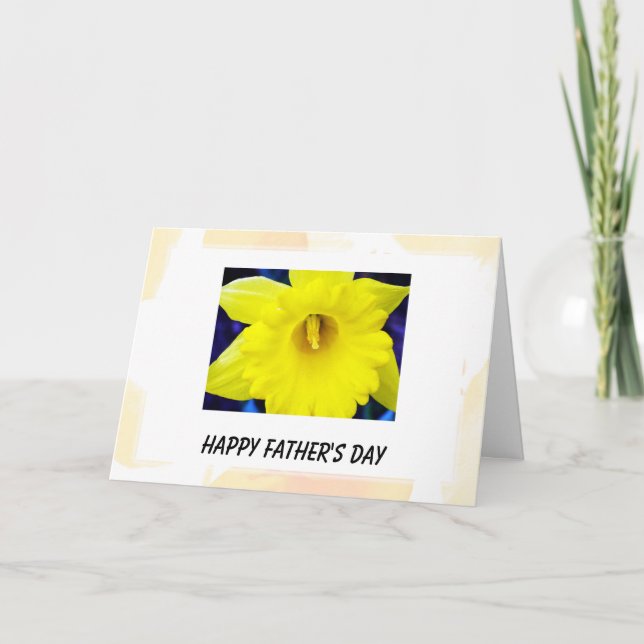 Tarjeta happy father's day yellow daffodil flower (Anverso)
