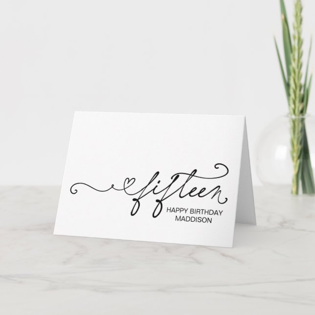 Tarjeta Happy Fifteenth Birthday Turning Fifteen 15th (Anverso)