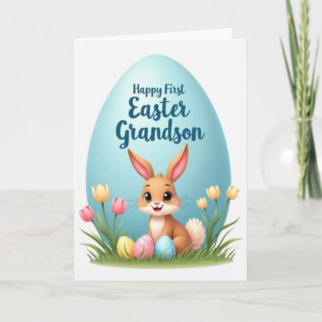 Tarjeta Happy First Easter Grandson Card (Anverso)