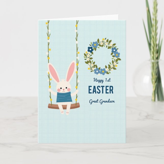 Tarjeta Happy First Easter Great Grandson Card (Anverso)
