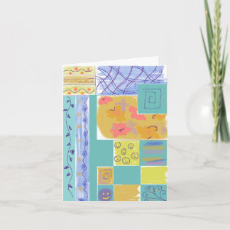 Tarjeta Happy Floral Stripey Blocks Notecard