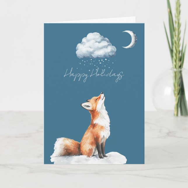 Tarjeta Happy Fox Cloud Snow Christmas (Anverso)