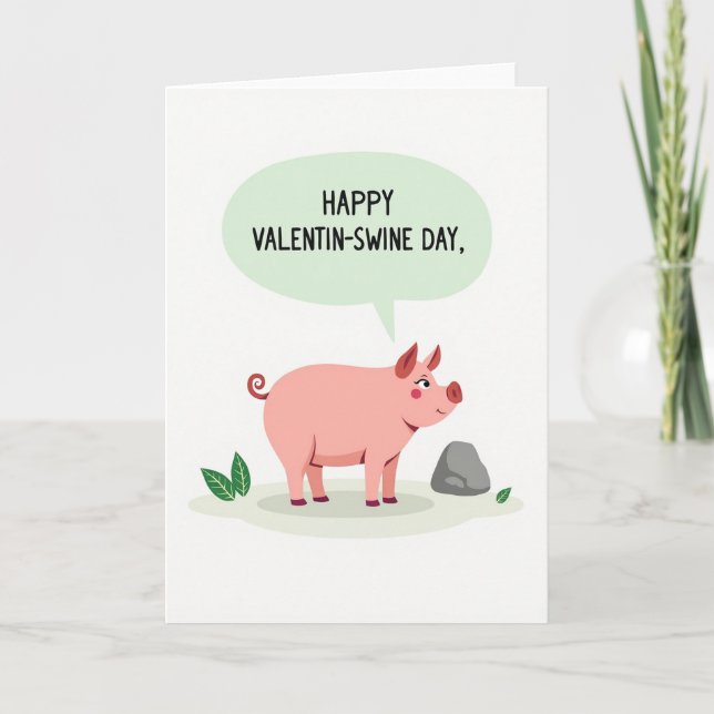 Tarjeta Happy Funny Pig Valentinswine Day Card (Anverso)