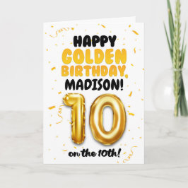 Tarjeta Happy Golden Birthday, 10th Birthday Card for Kids