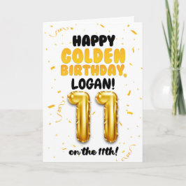 Tarjeta Happy Golden Birthday, 11th Birthday Card for Kids