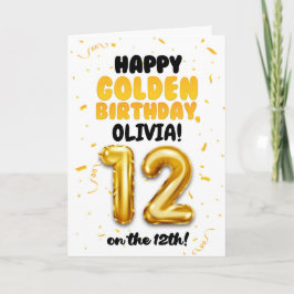 Tarjeta Happy Golden Birthday, 12th Birthday Card for Kids