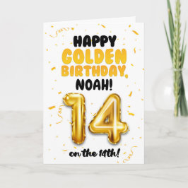 Tarjeta Happy Golden Birthday, 14th Birthday Card for Teen