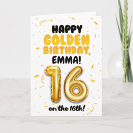 Tarjeta Happy Golden Birthday, 16th Birthday Card for Teen