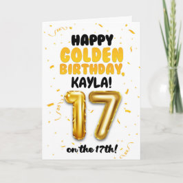 Tarjeta Happy Golden Birthday, 17th Birthday Card for Teen
